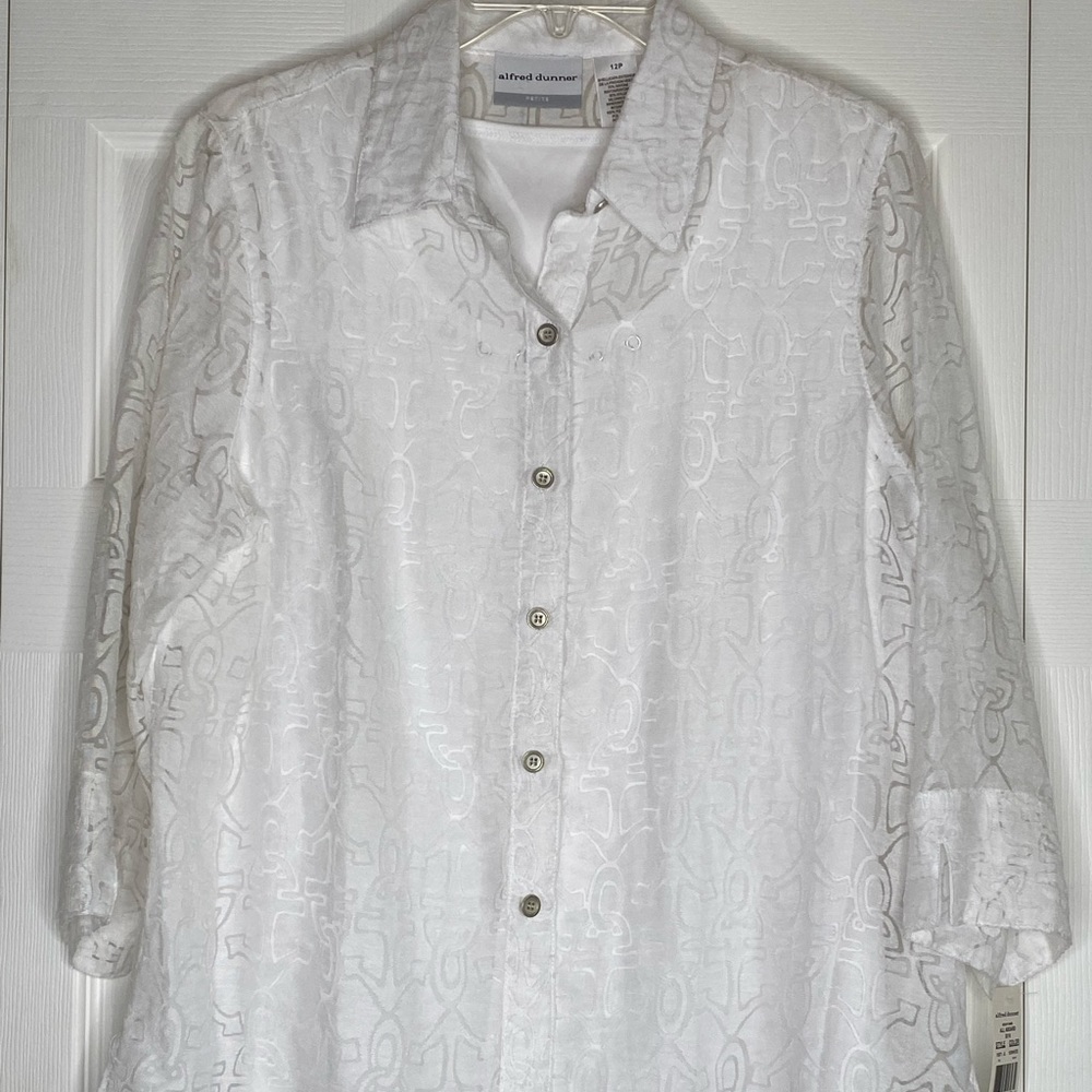 Women's Alfred Dunner 2-Piece Blouse Set Button-up with Tank Top Size 12P NWT